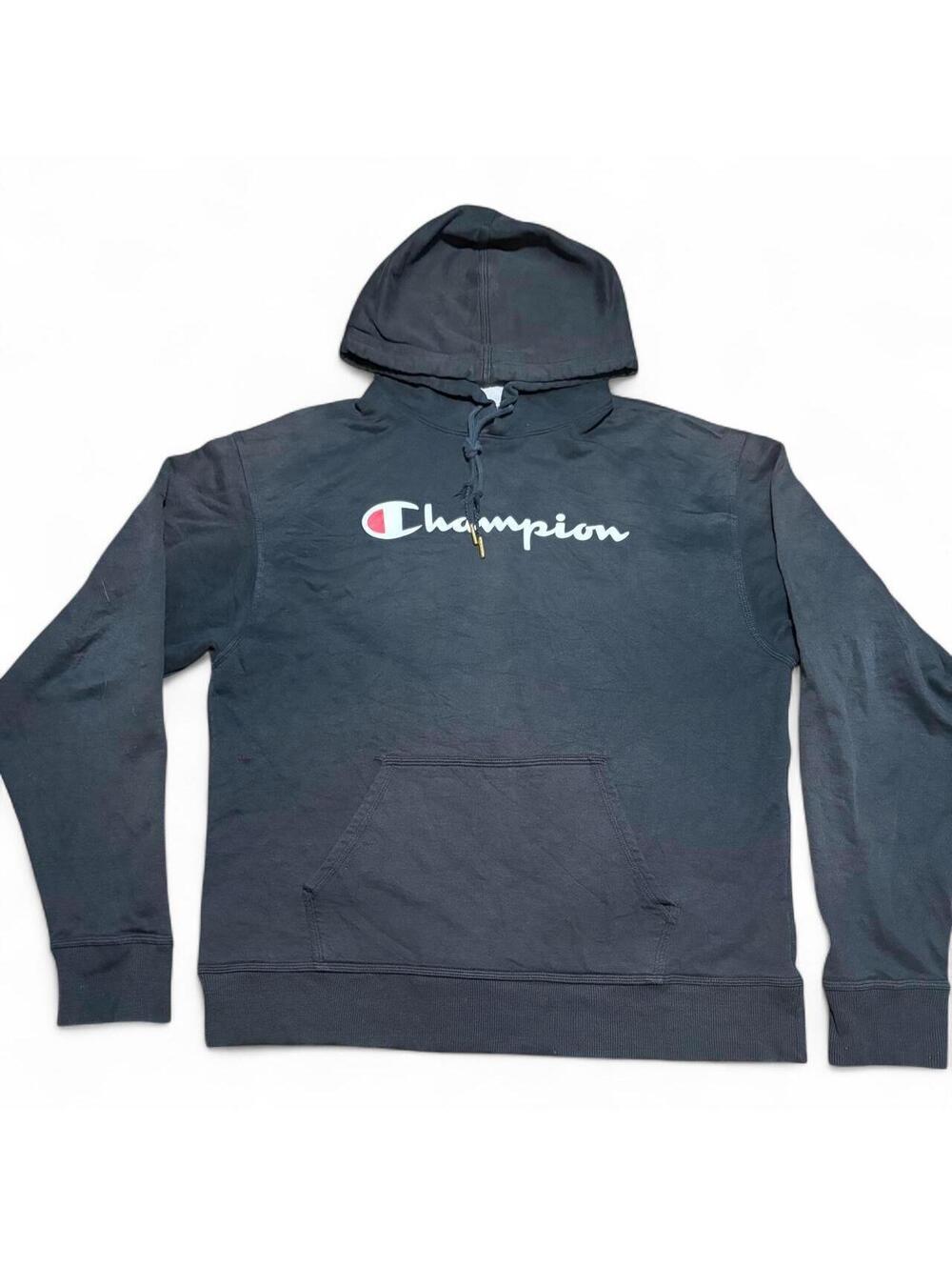 Champion Logo Drawstring Hoodie — Size L